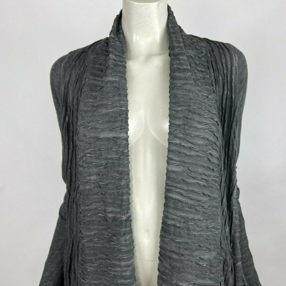XCVI Open‎ Front Cardigan Textured Pockets Long Sleeve Sweater Gray Women S NWT